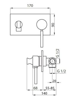 Смеситель с гигиеническим душем однорычажный Cezares APHRODITE-DIF-03/24-Bi